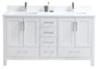 60" Royal Armada Bathroom Vanity White, Double Sink, Floor Standing Modern Bathroom Vanity, Stone Countertop