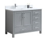 42 inch Royal Armada grey floor standing bathroom vanity with quartz stone countertop and undermount ceramic sink