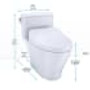 TOTO Nexus 1.28 GPF One Piece Elongated Chair Height Toilet with Tornado Flush Technology Seat Included - Cotton White