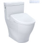 TOTO Aimes 1.28 GPF One Piece Elongated Chair Height Toilet with Washlet+ S7 Bidet Seat, Tornado Auto Flush, CEFIONTECT, EWATER+, PREMIST, and Night Light - Cotton