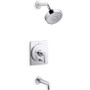 Kohler Castia by Studio McGee Tub and Shower Trim Package with Push Button Diverter and 2.5 GPM Single Function Shower Head with MasterClean Sprayface - Polished Chrome