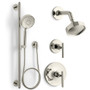 Kohler Purist Pressure Balanced Shower System with Shower Head, Hand Shower, Valve Trim, and Shower Arm - Vibrant Polished Nickel