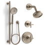 Kohler Purist Pressure Balanced Shower System with Shower Head, Hand Shower, Valve Trim, and Shower Arm - Vibrant Brushed Bronze - Vibrant Brushed Bronze
