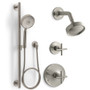 Kohler Purist Pressure Balanced Shower System with Shower Head, Hand Shower, Valve Trim, and Shower Arm - Vibrant Brushed Nickel - KSS-Purist-3-RTHS-BN