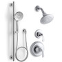 Kohler Forte Pressure Balanced Shower System with Shower Head, Hand Shower, Valve Trim, and Shower Arm - Polished Chrome