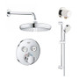 Grohe SmartControl Shower System with Hand Shower, Shower Head, Shower Arm, Wall Supply Elbow, Valve Trim, and Rough In - Starlight Chrome