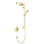 Hansgrohe Locarno Thermostatic Shower System Trim with Integrated Volume Control, Diverter, 1.75 GPM Rain Shower Head and Hand Shower on Slide Mount - Less Valve - Brushed Gold Optic