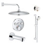 Grohe SmartControl Shower System with Tub Spout, Hand Shower, Slide Bar, Hose, Shower Head, Shower Arm, Wall Supply Elbow, Valve Trim, and Rough In - Starlight Chrome