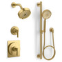 Kohler Castia Pressure Balanced Shower System with Shower Head and Handshower - Vibrant Brushed Moderne Brass