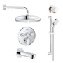 Grohe SmartControl Shower System with Tub Spout, Hand Shower, Shower Head, Shower Arm, Wall Supply Elbow, Valve Trim, and Rough In - Starlight Chrome