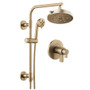 Brizo Litze Thermostatic Shower Column Shower System with Shower Head and Hand Shower Less Handles - Rough-in Valve Included - Luxe Gold