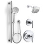 Kohler Moxie Pressure Balanced Shower System - Polished Chrome - KSS-Moxie-Purist-4-SHHS-CP