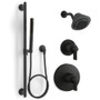 Kohler Moxie Pressure Balanced Shower System with Shower Head, Hand Shower, Slide Bar  and Rough-in - Matte Black