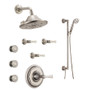 Brizo Sensori Custom Thermostatic Shower System with Showerhead, Volume Controls, Handshower, and Body Sprays - Valves Included - Luxe Nickel