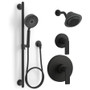 Kohler Moxie Pressure Balanced Shower System - Matte Black - KSS-Moxie-Composed-4-SHHS-BL