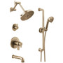 Brizo Litze Thermostatic Tub and Shower System with Shower Head and Hand Shower Less Handles - Rough-in Valve Included - Luxe Gold