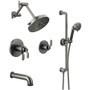 Brizo Litze Thermostatic Tub and Shower System with Shower Head and Hand Shower Less Handles - Rough-in Valve Included - Luxe Steel
