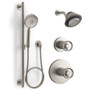 Kohler Moxie Pressure Balanced Shower System with Shower Head, Hand Shower, Slide Bar, Valve Trim, and Rough-in - Vibrant Brushed Nickel