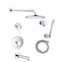 Grohe Essence Pressure Balanced Shower System with Rain Shower Head, Hand Shower, Shower Arm, and Hose - Valves Included - Starlight Chrome