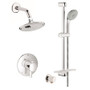 Grohe Europlus Thermostatic Shower System with Rain Shower Head, Handshower, Slide Bar, Wall Supply, Integrated Diverter and Volume Control - Starlight Chrome