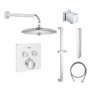 Grohe SmartControl Shower System with Shower Head, Hand Shower, Shower Arm, Wall Supply Elbow, Slide Bar, Hand Shower Hose, Valve Trim, and Rough In - Moon White / StarLight Chrome