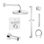 Grohe SmartControl Shower System with Tub Spout, Shower Head, Shower Arm, Wall Supply Elbow, Slide Bar, Hand Shower, Hand Shower Hose, Valve Trim, and Rough In - Moon White / StarLight Chrome