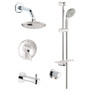 Grohe Europlus Thermostatic Shower System with Rain Shower Head, Handshower, Slide Bar, Wall Supply, Tub Spout, Integrated Diverter and Volume Control - Rough-In Valve Included - Starlight Chrome