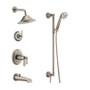 Brizo Rook Thermostatic Tub and Shower System with Shower Head and Hand Shower - Rough-in Valve Included - Luxe Nickel