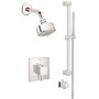 Grohe Eurocube Pressure Balanced Shower System with Multi-Function Shower Head, Handshower, Slide Bar, Wall Supply, Integrated Diverter and Volume Control - Rough-In Valve Included - Starlight Chrome