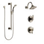 Brizo Thermostatic Shower System with Rain Shower Head, Hand Shower with Slide Bar, and 3 Function Diverter from the Charlotte Collection - Cocoa Bronze / Polished Nickel
