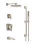 Brizo Vettis Thermostatic Tub and Shower System with Shower Head  and Hand Shower - Rough-in Valve Included - Luxe Nickel