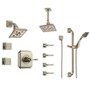 Brizo Sensori Custom Thermostatic Shower System with Wall and Ceiling Showerhead, Volume Controls, Body Sprays, and Hand Shower - Brilliance Brushed Nickel