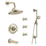 Brizo Sensori Custom Thermostatic Shower System with Showerhead, Volume Controls, Handshower, and Tub Spout - Valves Included - Brilliance Polished Nickel