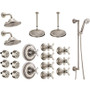 Brizo Rook Custom Thermostatic Shower System with Wall and Ceiling Showerheads, Volume Controls, Body Sprays, and Hand Shower - Valves Included -  Luxe Nickel