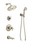 Brizo Rook Pressure Balanced Tub and Shower System with Cross Handle Mixing Trim, Shower Head and Hand Shower - Rough-in Valve Included - Brilliance Polished Nickel