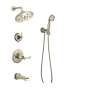Brizo Rook Pressure Balanced Tub and Shower System with Shower Head and Hand Shower - Brilliance Polished Nickel