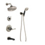 Brizo Rook Pressure Balanced Tub and Shower System with Shower Head and Hand Shower - Luxe Nickel/Matte Black