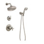 Brizo Rook Pressure Balanced Shower System with Cross Handle Mixing Trim, Shower Head and Hand Shower - Rough-in Valve Included - Luxe Nickel
