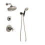 Brizo Rook Pressure Balanced Shower System with Cross Handle Mixing Trim, Shower Head and Hand Shower - Rough-in Valve Included - Luxe Nickel/Matte Black
