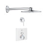 Grohe SmartControl Shower System with Shower Head, Diverter Trim, Valve Trim, and Rough In - Moon White / StarLight Chrome