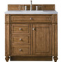 James Martin Vanities Bristol 36" Free Standing Single Basin Hardwood Vanity Set with Carrara Marble Top - Saddle Brown