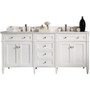 James Martin Vanities Brittany 72" Double Basin Poplar Wood Vanity Set with 3 cm Arctic Fall Solid Surface Vanity Top and Rectangular Sinks - Bright White