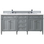 James Martin Vanities Brittany 72" Double Basin Poplar Wood Vanity Set with 3 cm Arctic Fall Solid Surface Vanity Top and Rectangular Sinks - Urban Gray