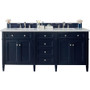 James Martin Vanities Brittany 72" Double Basin Poplar Wood Vanity Set with 3 cm Arctic Fall Solid Surface Vanity Top and Rectangular Sinks - Victory Blue
