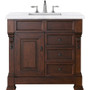 James Martin Vanities Brookfield 36" Free Standing Single Basin Vanity Set with Wood Cabinet and Arctic Fall Stone Composite Vanity Top - Warm Cherry