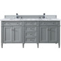 James Martin Vanities Brittany 72" Double Basin Poplar Wood Vanity Set with 3 cm Carrara White Natural Stone Vanity Top and Rectangular Sinks - Urban Gray