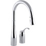 Kohler Simplice Two-Hole Kitchen Sink Faucet with 16-1/8" Pull-Down Swing Spout, DockNetik Secure Docking System, and a 3-Function Sprayhead Featuring Sweep Spray - Polished Chrome