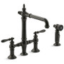 Kohler Artifacts 1.5 GPM Widespread Bridge Kitchen Faucet with Sweep, BerrySoft, ProMotion, and MasterClean Technologies - Includes Side Spray - Oil-Rubbed Bronze