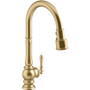Kohler Artifacts Touchless 1.5 GPM Single Hole Pull Down Kitchen Faucet with Three-Function Spray Head - Vibrant Brushed Moderne Brass Kohler Artifacts Touchless 1.5 GPM Single Hole Pull Down Kitchen Faucet with Three-Function Spray Head - Vibrant Brushed Moderne Brass
