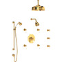 Rohl Edwardian Thermostatic Shower System with Shower Head, Hand Shower, Slide Bar, Bodysprays, Shower Arm, Hose, and Valve Trim - English Gold